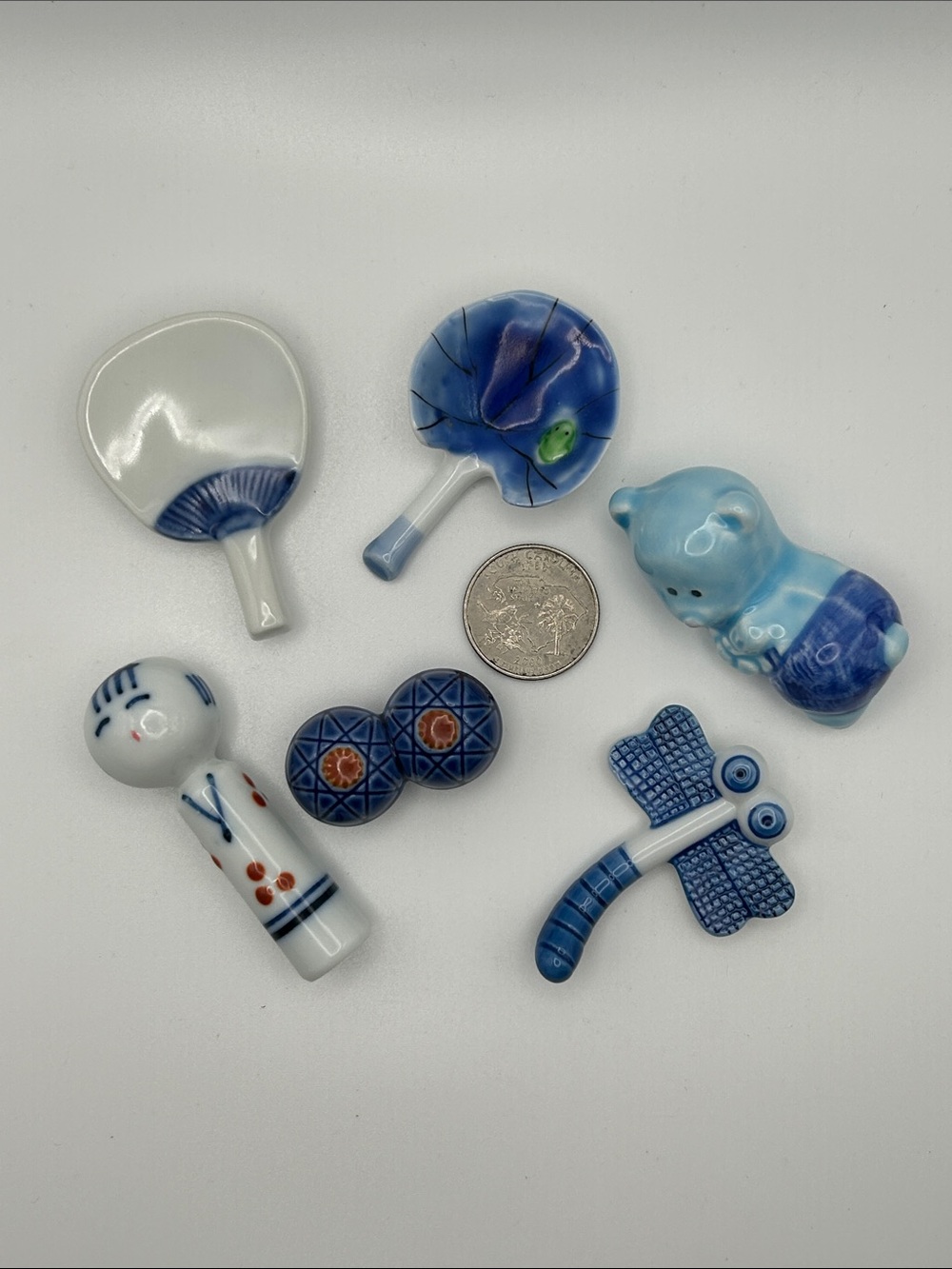 Blue Ceramic Decorative Chopstick Rests 6 each